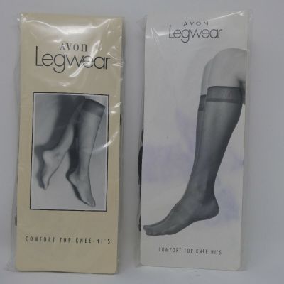 NEW AVON LEGWEAR COMFORT TOP KNEE HI'S 2 PACKS 6 PAIRS MADE IN U.S.A.